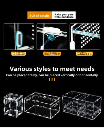 Acrylic Jumping Spider Enclosure 2 Doors Transparent Small Pet Terrarium Escape-proof Ventilated Design Reptile Habitat