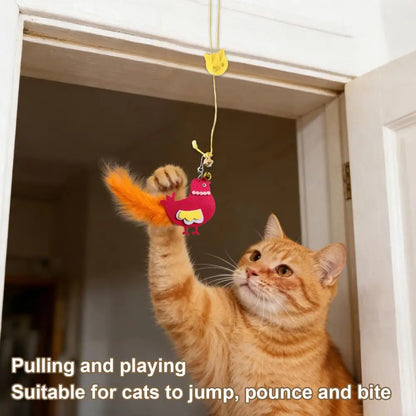 Hanging Cat Toy Swinging Cat Toy with Elastic Rope Feathers Self-play Teaser for Indoor Cats Hanging Bell Hunting Stimulator