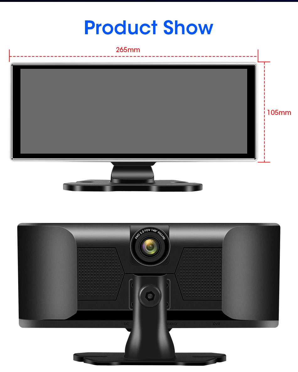 Srnubi 11.26 Inch 4K Dash Cam Wireless CarPlay & Android Auto Portable Car DVR Intelligent Systems Video Recorder GPS Navigation