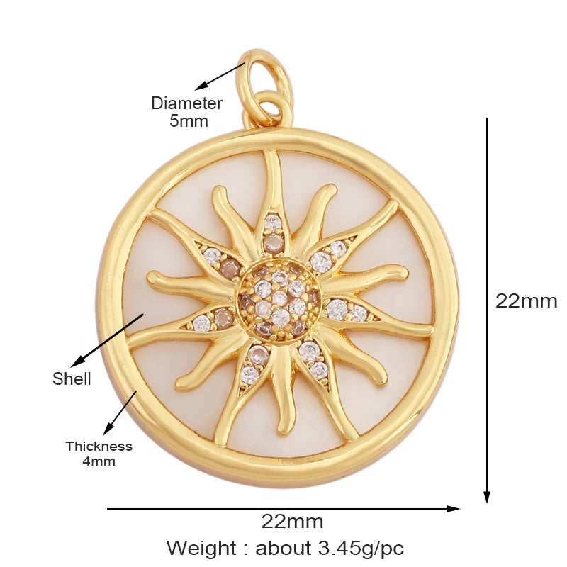 Sun Moon Star Space Celestial Compass Charm Pendant in Gold Colour , Jewelry Necklace Bracelet Making Supplies L93