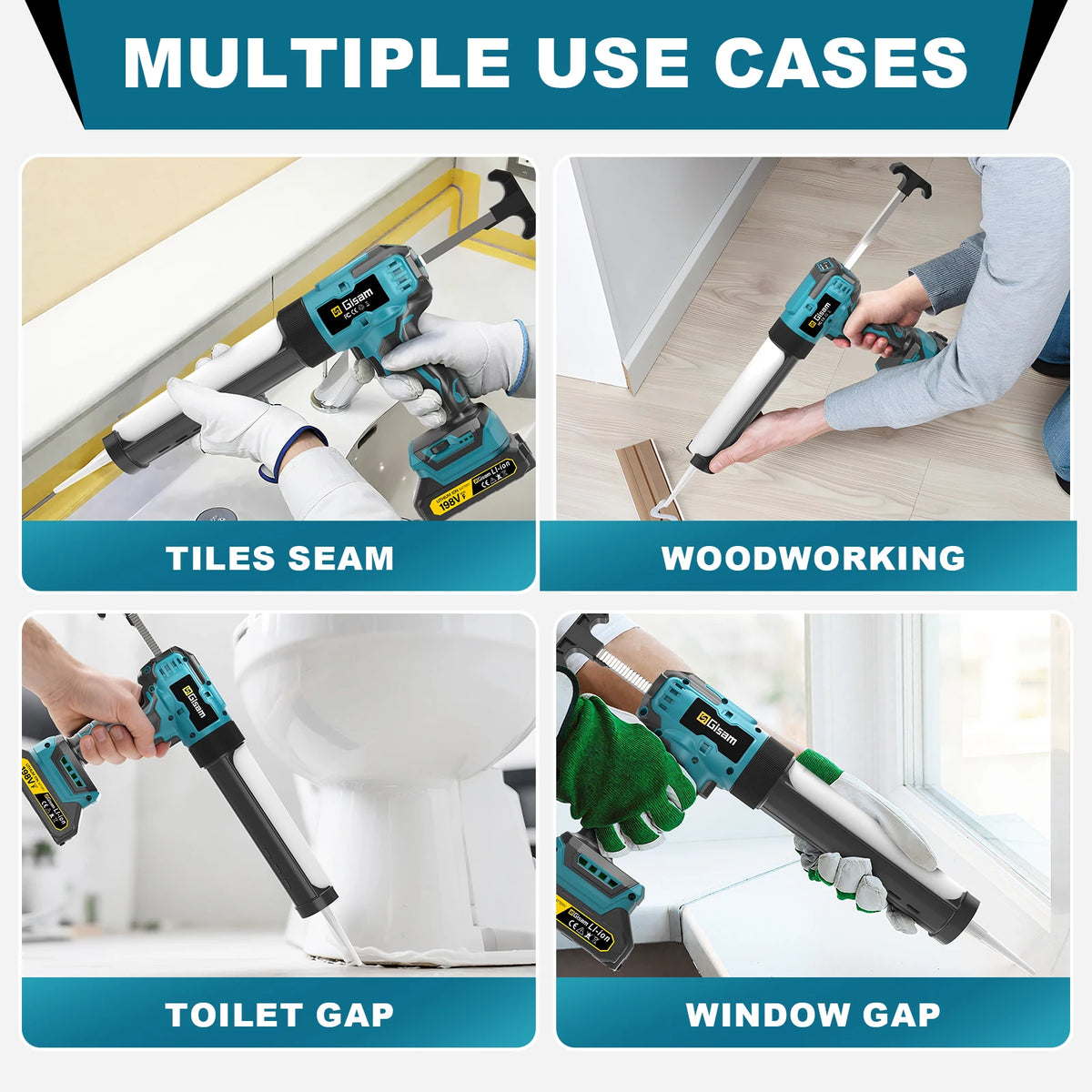 Gisam Electric Caulking Gun Glue 400KG 6Gear Cordless Glass Glue Gun Adhesive Glue Sealant Power Tool For Makita 18V Battery Pin