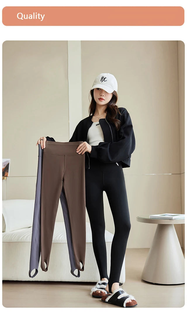 BIVIGAOS Spring Autumn Brushed Foot Tights Sharkskin Leggings Women's High Waist Elastic Tight-Fit Sexy Sports Yoga Leggings