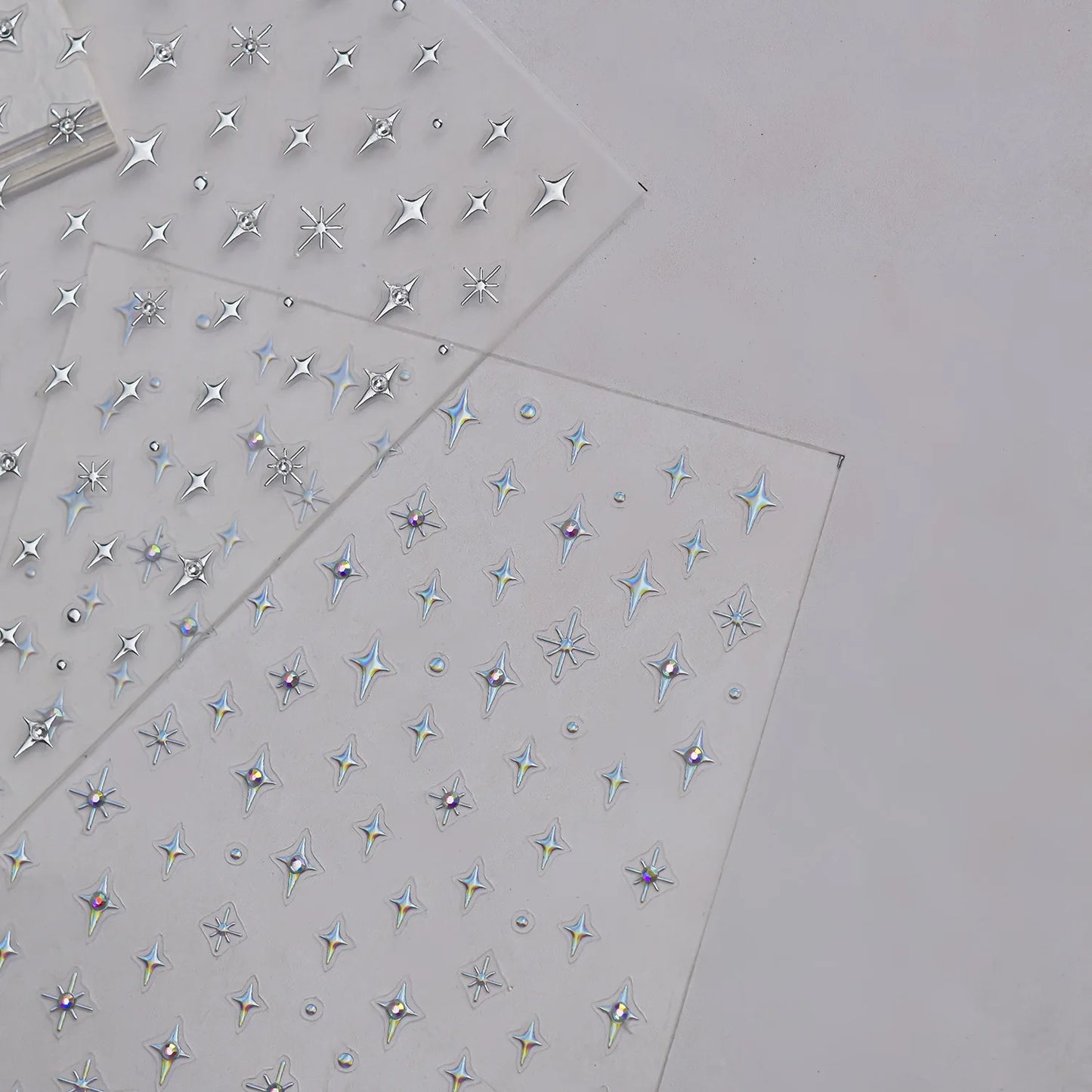 Simple Laser Bronzing Gold Silver Mini Star Rhinestone INS 5D Relief Self Adhesive Nail Art Decoration Sticker 3D Manicure Decal
