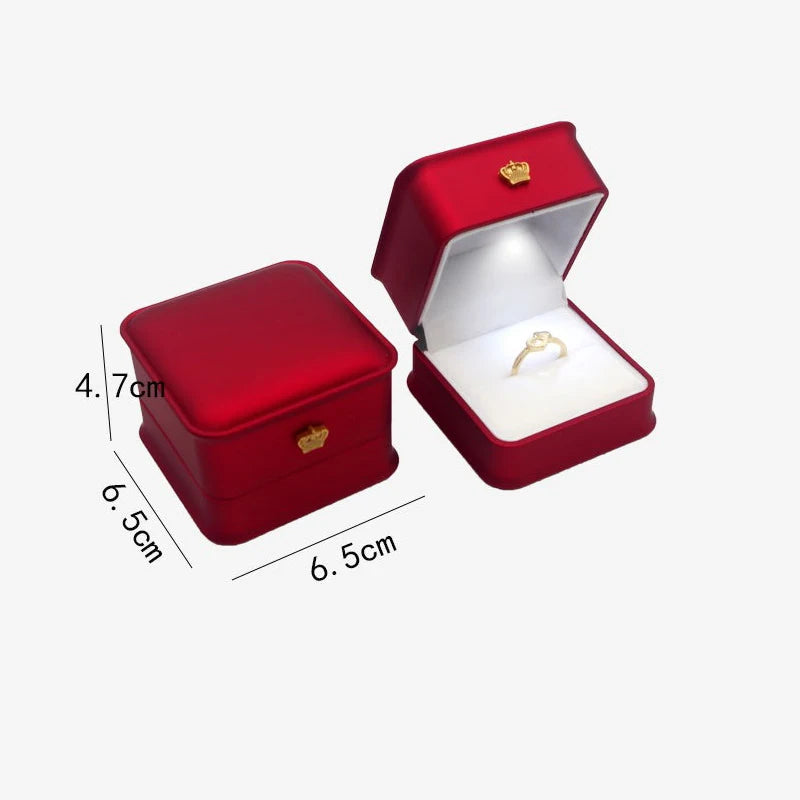 LED Jewelry Ring Box with Llight Luxury Crown Earrings Pendant Storage Display Proposal Wedding Gift Box Jewelry Organizer Box