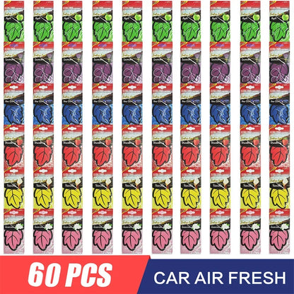 1/60/90PCS Car Air Freshener Natural ScentedTea Paper Auto Hanging Vanilla Perfume Fragrance Leaf Shape Car Accessories Indoor