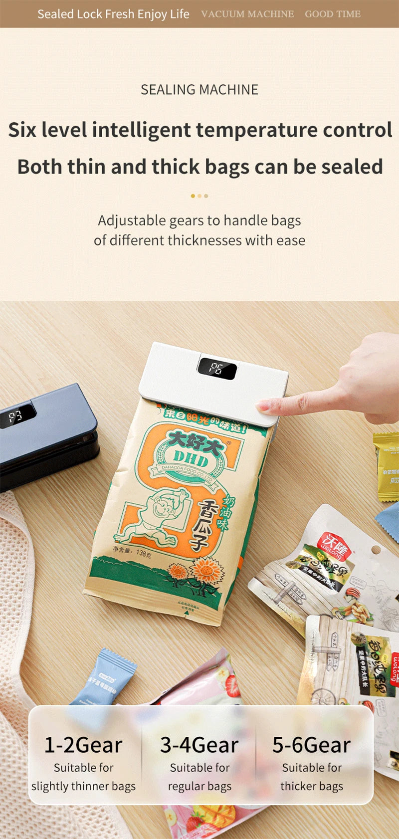 Mini Heat Bag Sealing Machine Plastic Bag Sealer Handheld Thermal Plastic Food Bag Sealing Portable Food Packaging Heat Sealer