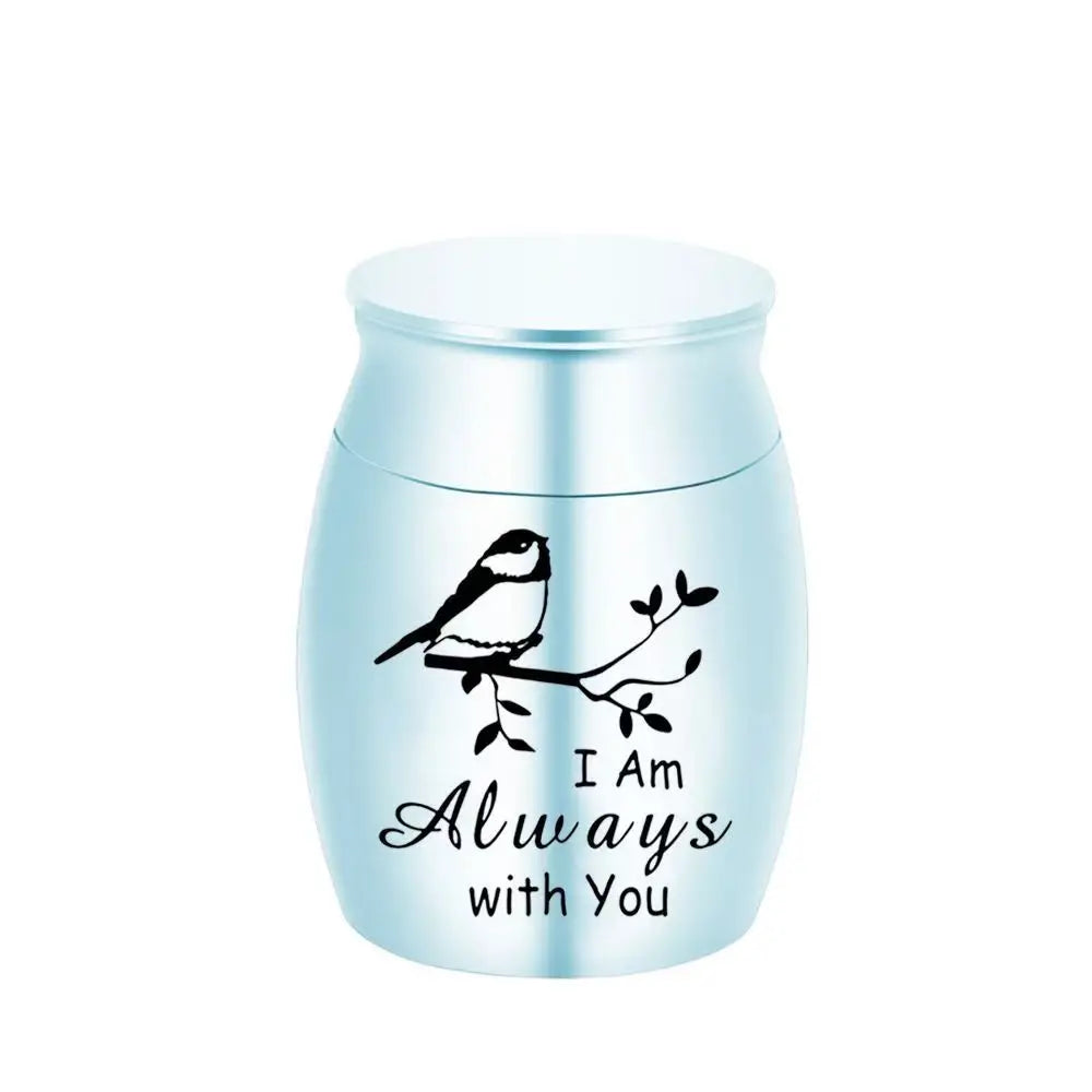L27 Mini Stainless Steel Pet Cremation Urn Bird Branch Ashes Keepsake Memorial Container for Dog Cat Loss Remembrance Gift