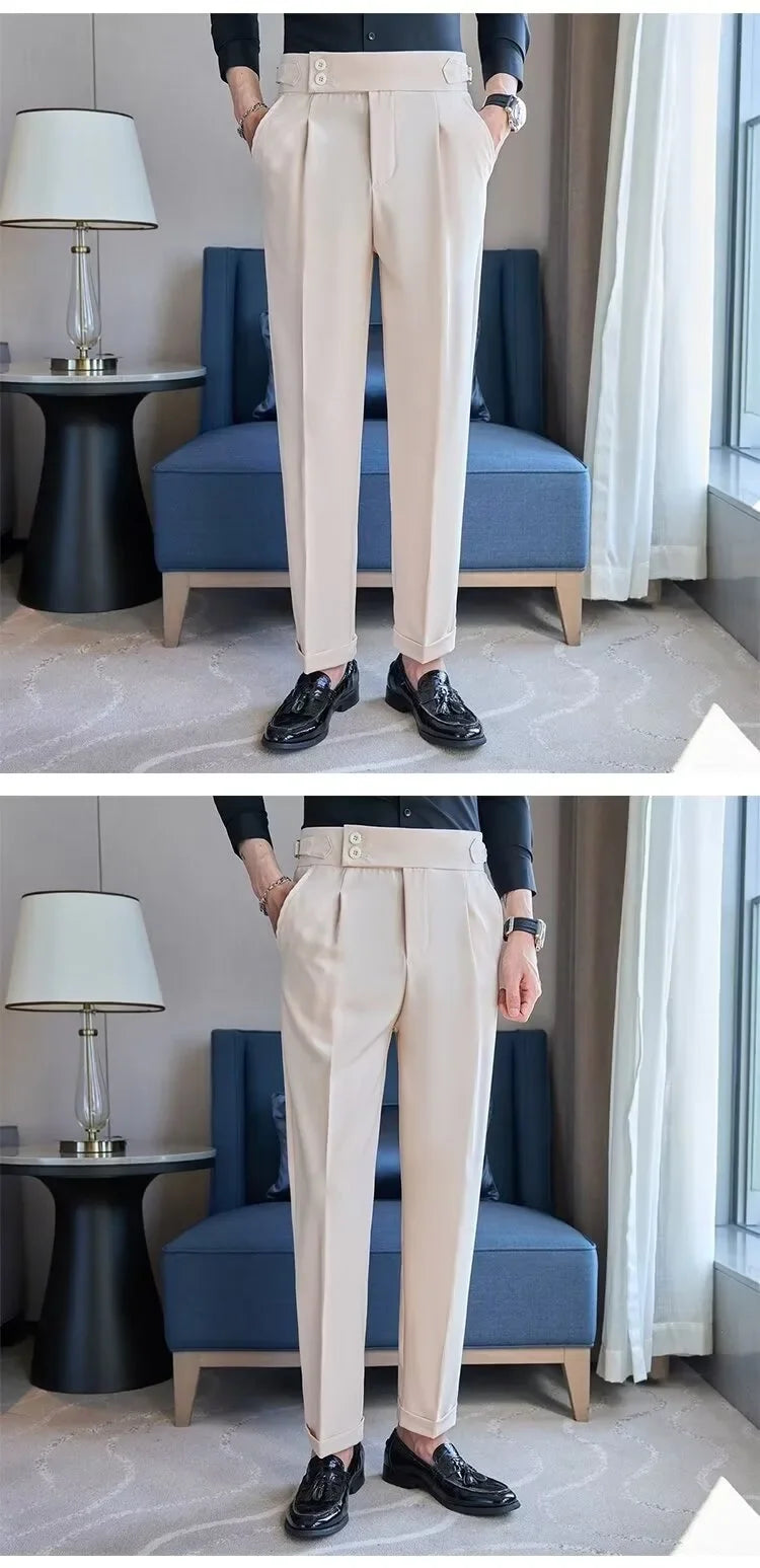 Business Casual Men's Suit Pants Breathable Versatile Korean Style Lightweight Luxury West Pants for Office Work Slim Fit