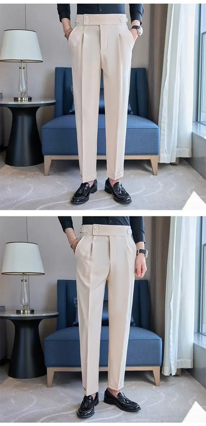 Business Casual Men's Suit Pants Breathable Versatile Korean Style Lightweight Luxury West Pants for Office Work Slim Fit