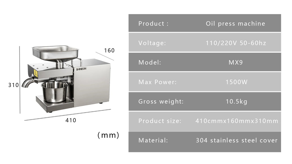 1500W 110V/220V Automatic Cold Press Oil Machine, Cold Press Machine, Sunflower Seeds Oil Extractor, Cold Press Extract