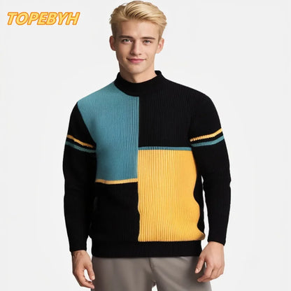 New Autumn and Winter Casual Warm Neck Sweater Knit Pullover Tops  Man Clothes
