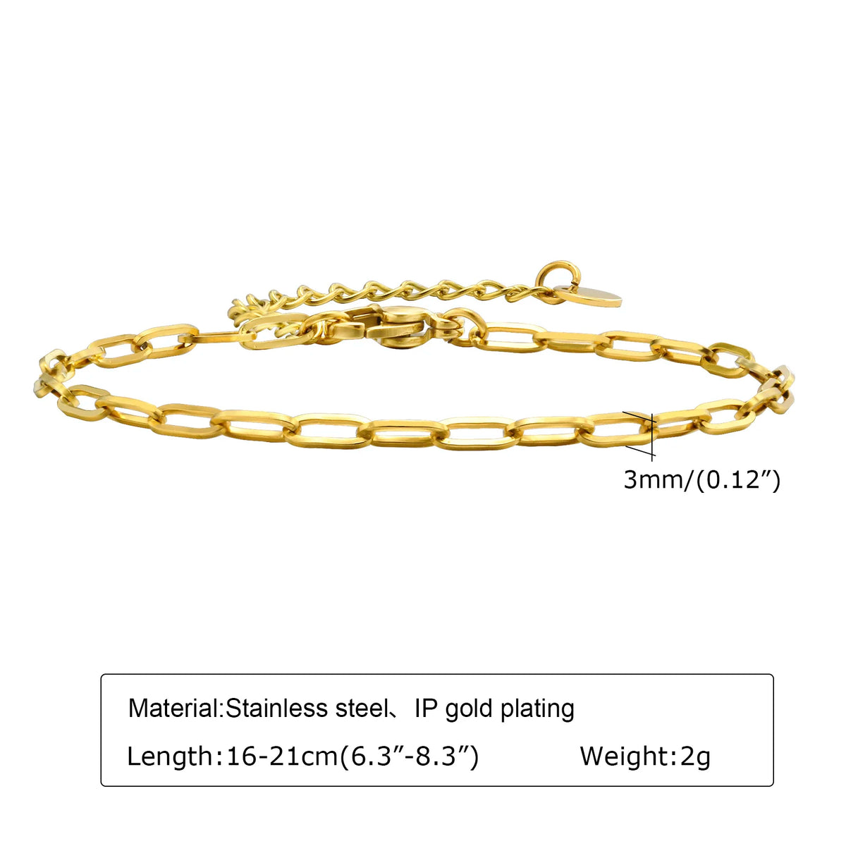 Women Stainless Steel Chain Bracelet,18K Gold Plated Twist Paperclip Adjustable Link Bracelet,Chunky Stackable Layered Jewelry
