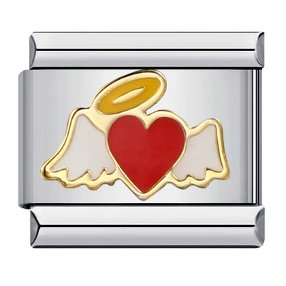 2025 Exquisite Angel Pattern Elastic Italian Charm Chain Suitable for 9mm Stainless Steel Modular Bracelet DIY Jewelry