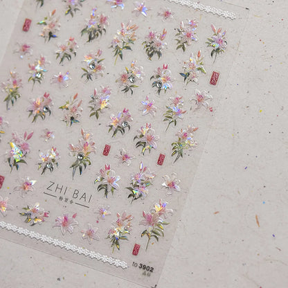 1Sheet 5D Soft Embossed Relief Nail Stickers Cute Daisies Self Adhesive Slider Stickers Press On Nails DIY Japanese Nail Art Dec