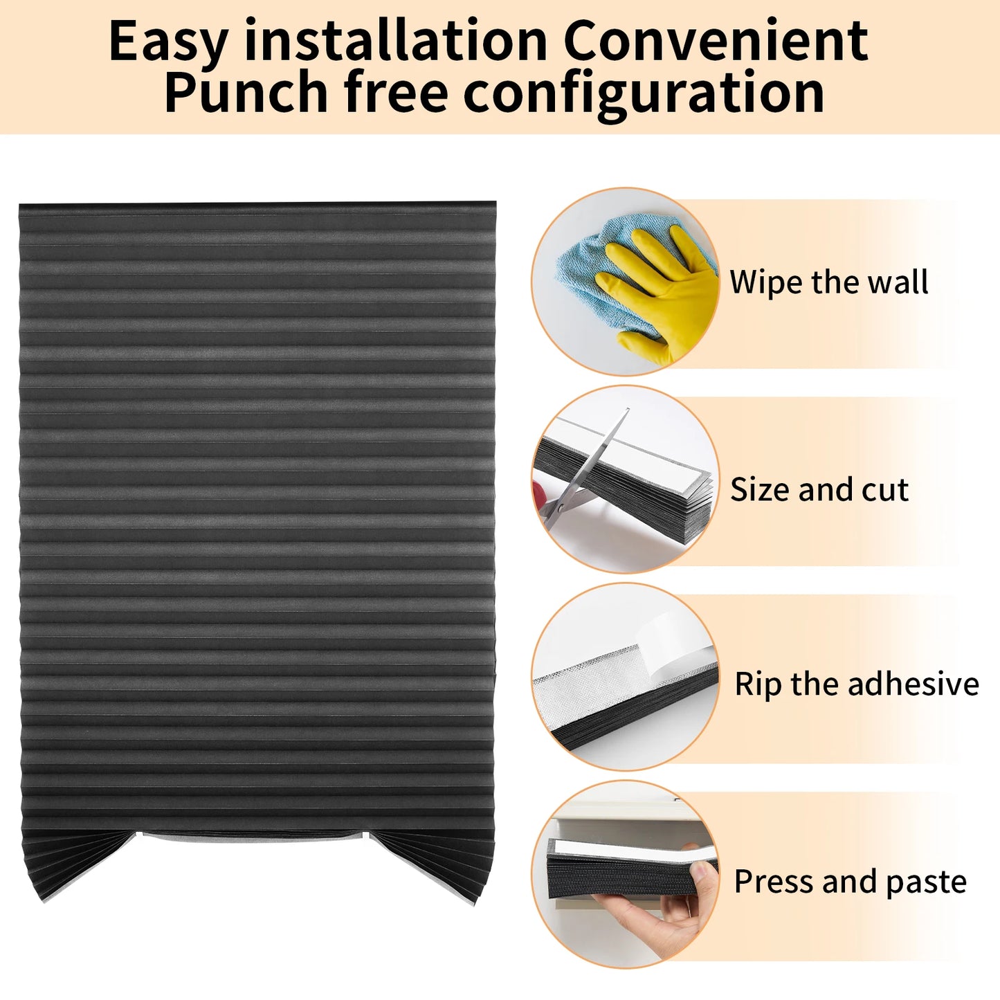 No Drill Blinds Stick on Curtains Blinds for Bedroom Kitchen Bathroom Windows Light Filtering Privacy Protection with Clips