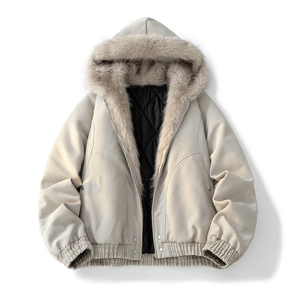Camouflage Thick Parkas Winter New High Quality Men's Solid Color Wool Collar Anti Cold Parkas Comfortable Men's Cotton Jacket