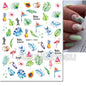 3d Nails Art Decals Spring Fruits Pink Full Tips Peony Magnolia Flowers Adhesive Sliders Stickers Decoration For Nails Manicure