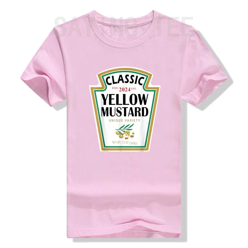 Red Ketchup Yellow Mustard DIY Costume Matching Couples Groups Halloween T-Shirt Gifts Lazy Easy Condiments Costumes Couple Tops