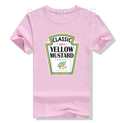Red Ketchup Yellow Mustard DIY Costume Matching Couples Groups Halloween T-Shirt Gifts Lazy Easy Condiments Costumes Couple Tops