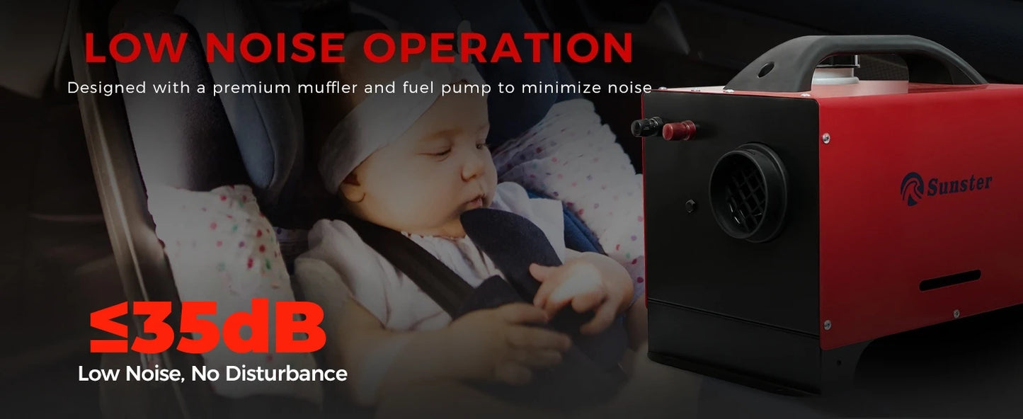 8KW Low Noise Diesel Air Heater 12V/24V/230V Auto Thermostat Diesel Parking Heater W/Bluetooth APP/LCD/Bracket For Motorhome Car