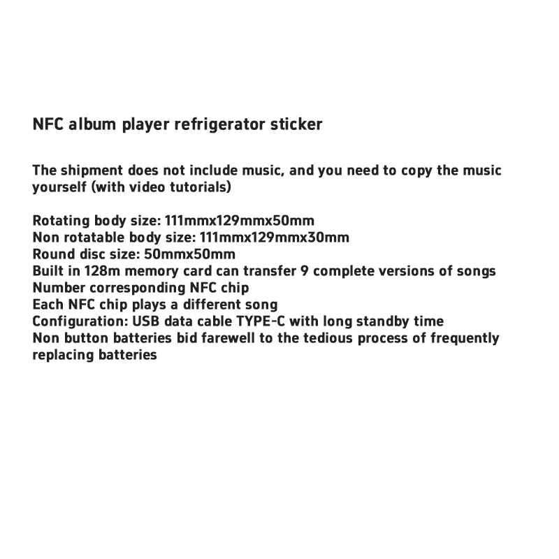 Customized NFC Sensing Song Player With Acrylic Built-in Speaker No Need For Mobile Phone To Customize Refrigerator Stickers