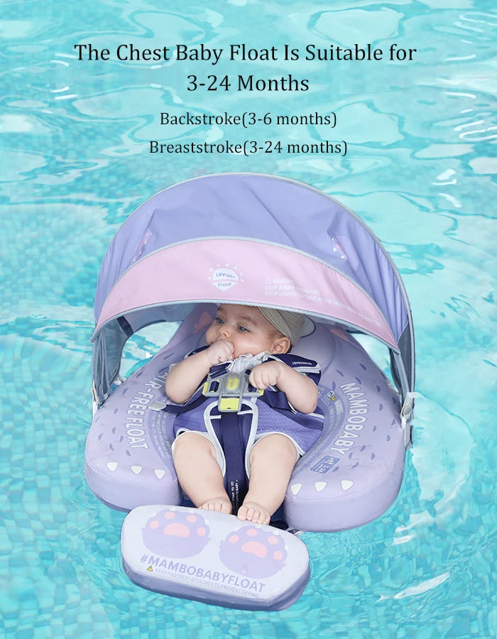 Mambobaby Float 98% UV Protection Canopy Safe Air-Free Core Comfort Skin-friendly Design Baby Swim Ring Toddler Pool Float Infant Swim Circle Swimming Buoy 1 Years 3-34 Months Boy and Girl Globally Certified Safe Design