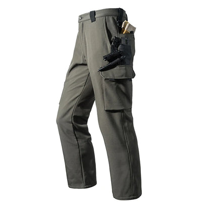 Men Winter Autumn Fleece Waterproof Cargo Pants Hiking Camping Softshell Climbing Casual Warm Tactical Military Combat Trousers