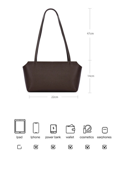 Luxury Women's Genuine Cowhide Leather Mini Shoulder Tote Bag Pebbled Leather Long Strap Underarm Handbag Minimalist Daily Purse