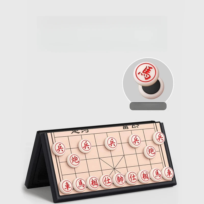 Chinese Chess Children Chess With Chessboard Magnetic Portable Magnetic Chess Pieces Solid Wood Foldable Puzzle Game With Box