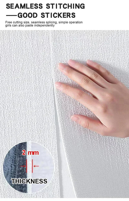 3D Self-Adhesive Linen Wallpaper Continuous Waterproof Wall Stickers Living Room Bedroom Kitchen Cabinet Waterproof Wall Sticker
