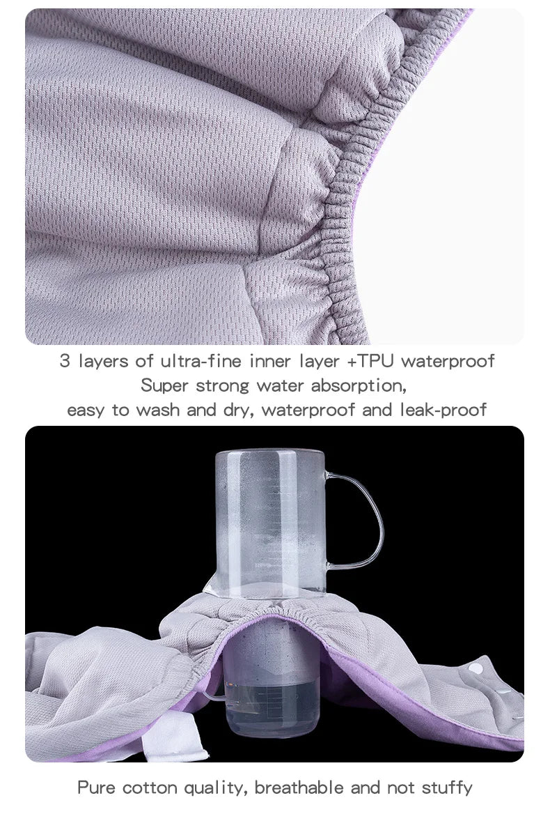 AIO Adjustable Easy To Wear Adult Diapers Washable Cotton Incontinence Cloth Diaper Elderly Diapers Leak proof Underwear
