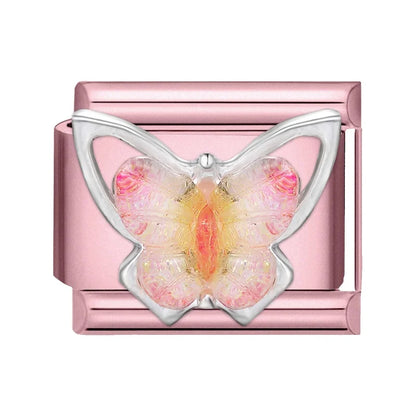Pink Color Y2K Butterfly Star Bow Rabbit Heart Pendant Italian Charm Links Fit 9mm Stainless Steel Bracelet DIY Making Gifts