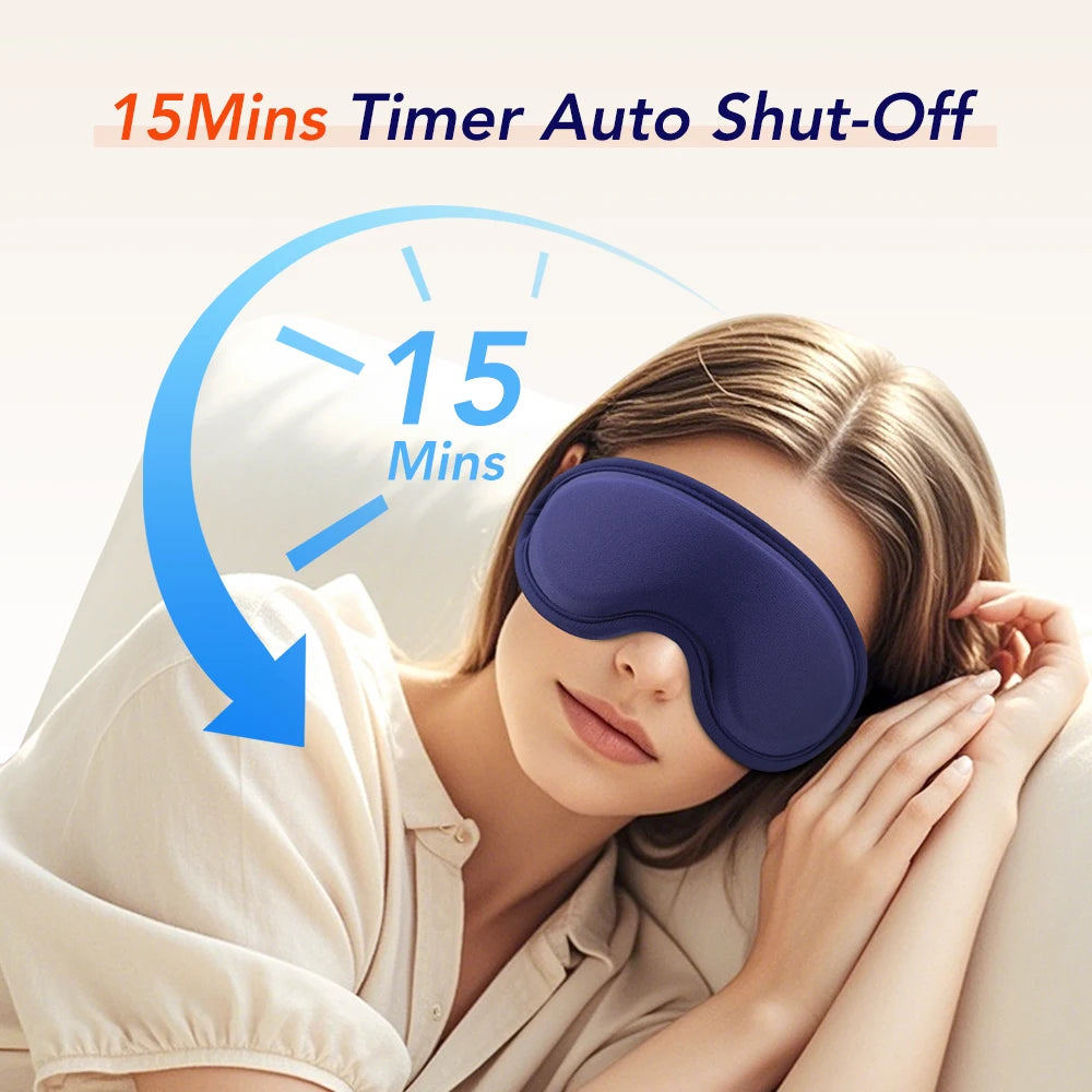 New Heated Eye Mask with 5-Level Hot Compress 6 Vibration Modes 3D Massage Sleep Shading Warm Mask Eye Compress for Relaxation