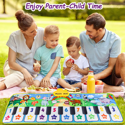 Piano Mat, Musical Mat, Floor Piano, Toddler Toys, Gifts for 1+Year Old Music Mat, 3 Instrument Sound Touch Playmat for Toddlers Touch Play Dancing Mat, Toy for Boy and Girl Gifts