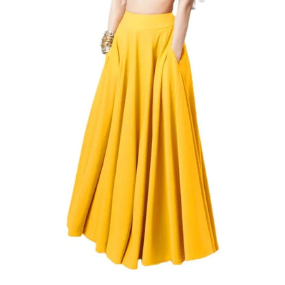 2025 Spring Women's Skirt Black Comfortable Temperament Pleated Fashion Casual Elastic Waist Red Long Skirt for Female