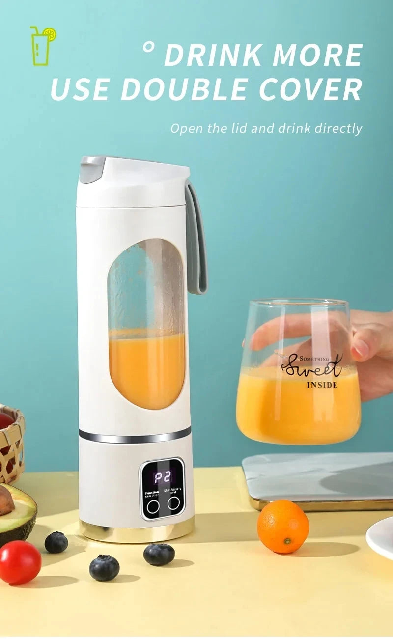2026 New Household Charging MINI Crushed Ice Electric Juicer Powerful Motor 450ML Large Capacity Digital Display Juice Cup