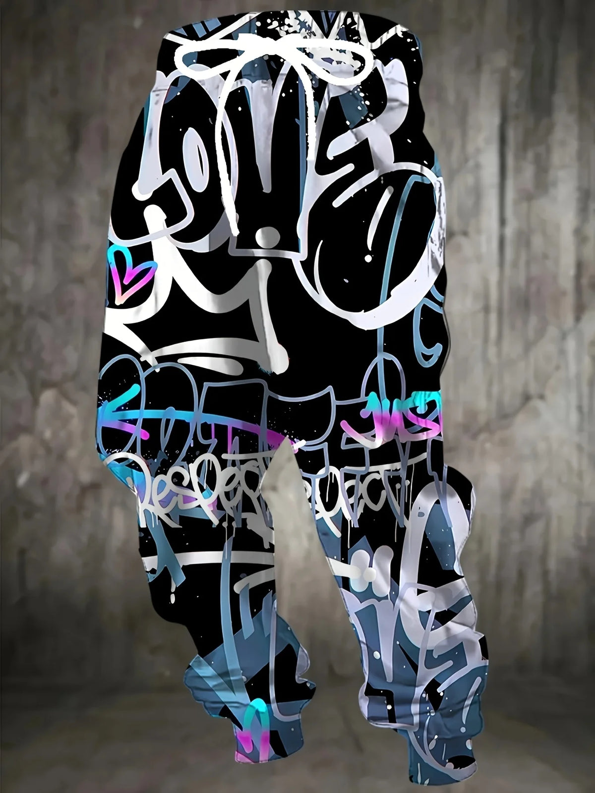 The 2025 autumn new men's long pants are casual fashionable 3D graffiti printed outdoor street and hip-hop