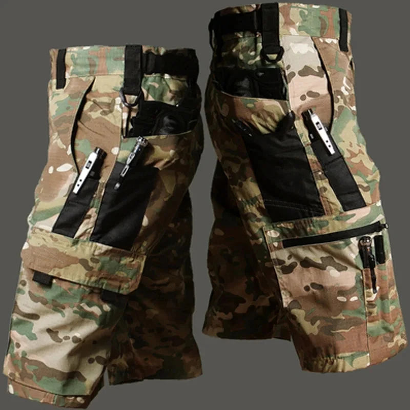 Camouflage Shorts Mens Summer Quick Drying Multiple Pockets Military Pants Outdoor Hiking Fishing Thin Shorts Male Jogger