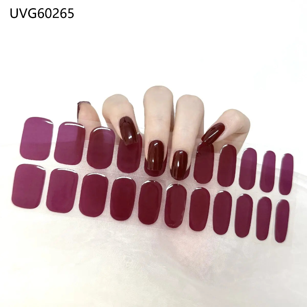 20/22Tips UV Semi cured Gel Nail Stickers Waterproof Long Lasting Full Gel Nail Wraps Press On Nail Decal DIY Manicure