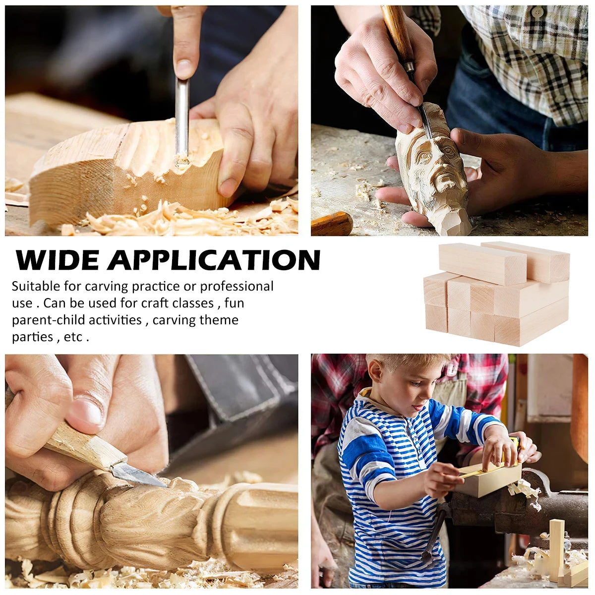 6/10/50Pcs Basswood Carving Block Natural Cork DIY Wood Crafts Portable Carving Art Supplies Suitable for Beginners/Craft Lovers