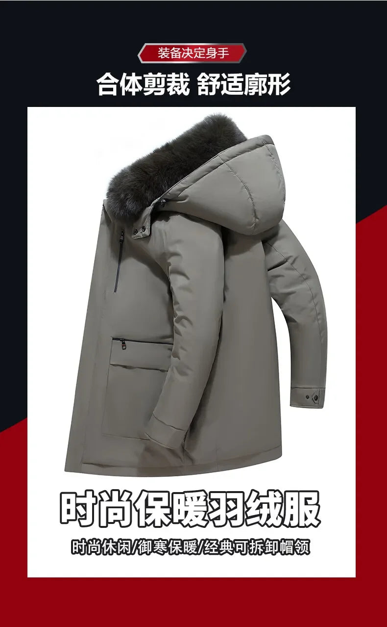 Winter New Arrived Men Thickened Down Jacket -30 Winter Warm Down Coat Jacket Men Fashion Long White Duck Hooded Down Parkas