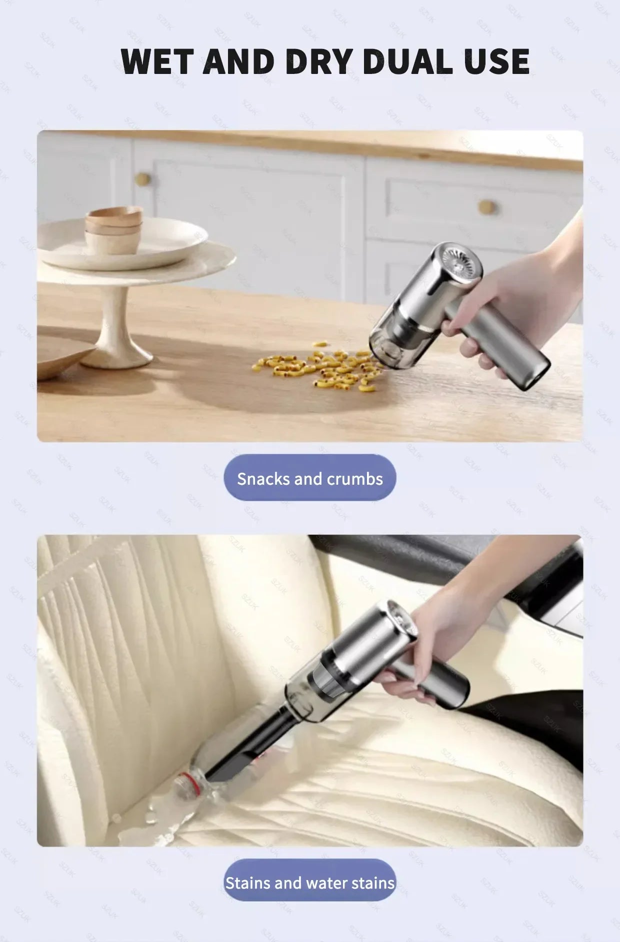 SZUK 148000PA Car Vacuum Cleaner Strong Suction Cordless Handheld Cleaning Machine Wireless Mini Portable Vacuum Cleaner for Car