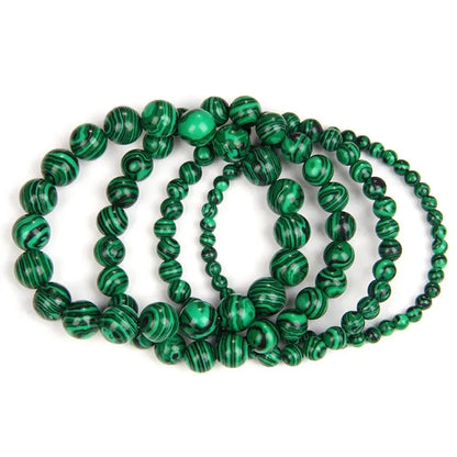 Natural Green Malachite Stone Bracelet 6/8/10mm Handmade Round Beads Bracelets Couple Energy Yoga Bracelet Men Women Jewelry Top