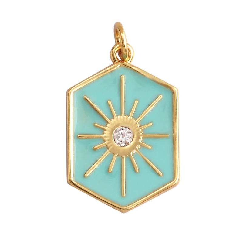 Sun Moon Star Space Celestial Compass Charm Pendant in Gold Colour , Jewelry Necklace Bracelet Making Supplies L93