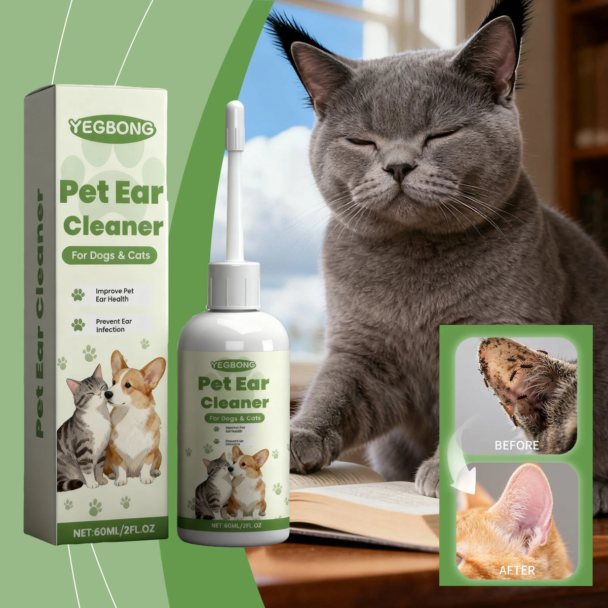 Pet Care Ear Drops Gently Cleaning Earwax Eliminating Odors Reducing Mite Infection Relieve Itching and Discomfort Pet Ear Fluid