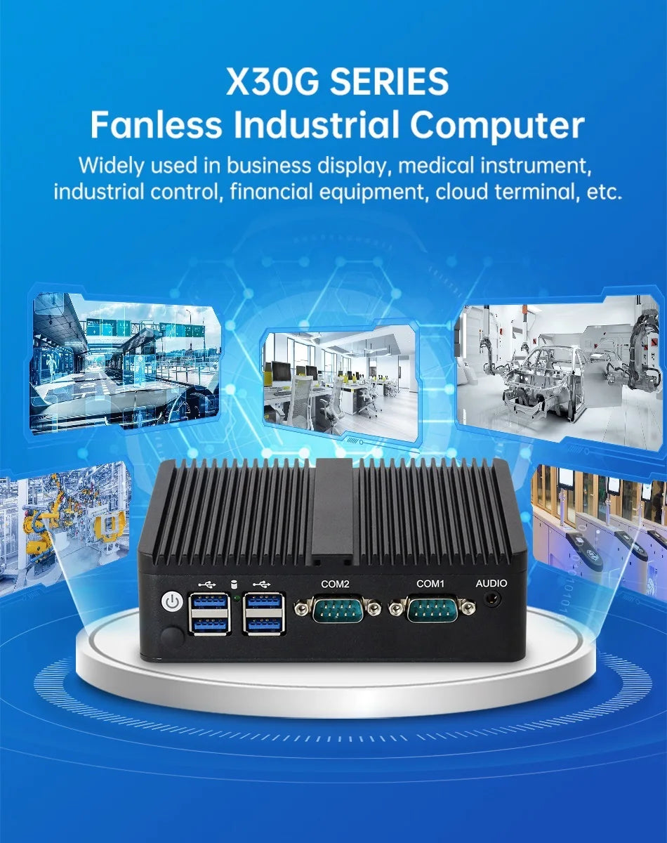 Fanless Mini Industrial PC Intel Celeron N5095 2x RS232 Serial Ports 2x Gigabit Ethernet Mini-PCIe Expansion Windows Linux