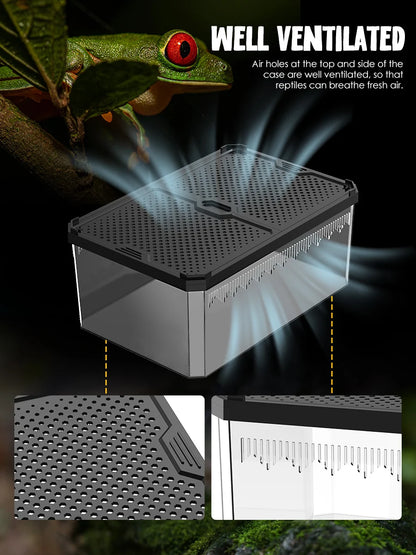 Magnetic Reptile Breeding Box with Sliding Cover Universal Design for Lizards Geckos Horned Frogs Snakes And Spiders
