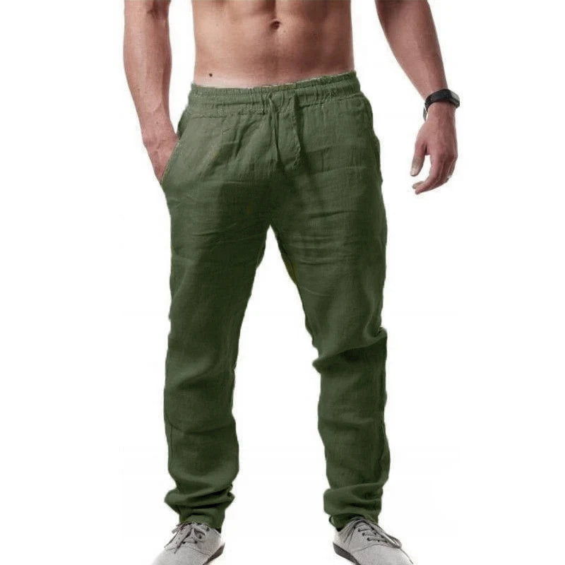 2025 New Men's Cotton Linen Pants Male Autumn New Breathable Solid Color Linen Trousers Fitness Streetwear S-3XL-5XL