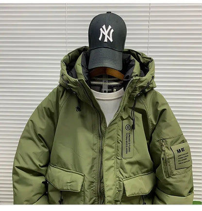 Luxury High-end Down Jackets Men Winter Warm Cargo Coat White Duck Down Coat Windproof Pockets Hooded Thick Parkas Canada