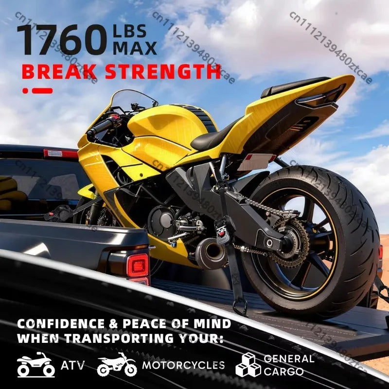 1 Inch 10Ft Auto Retractable Ratchet Strap 800kg Heavy Duty Elastic Fastening Belt for Motorcycle Cargo Fixing